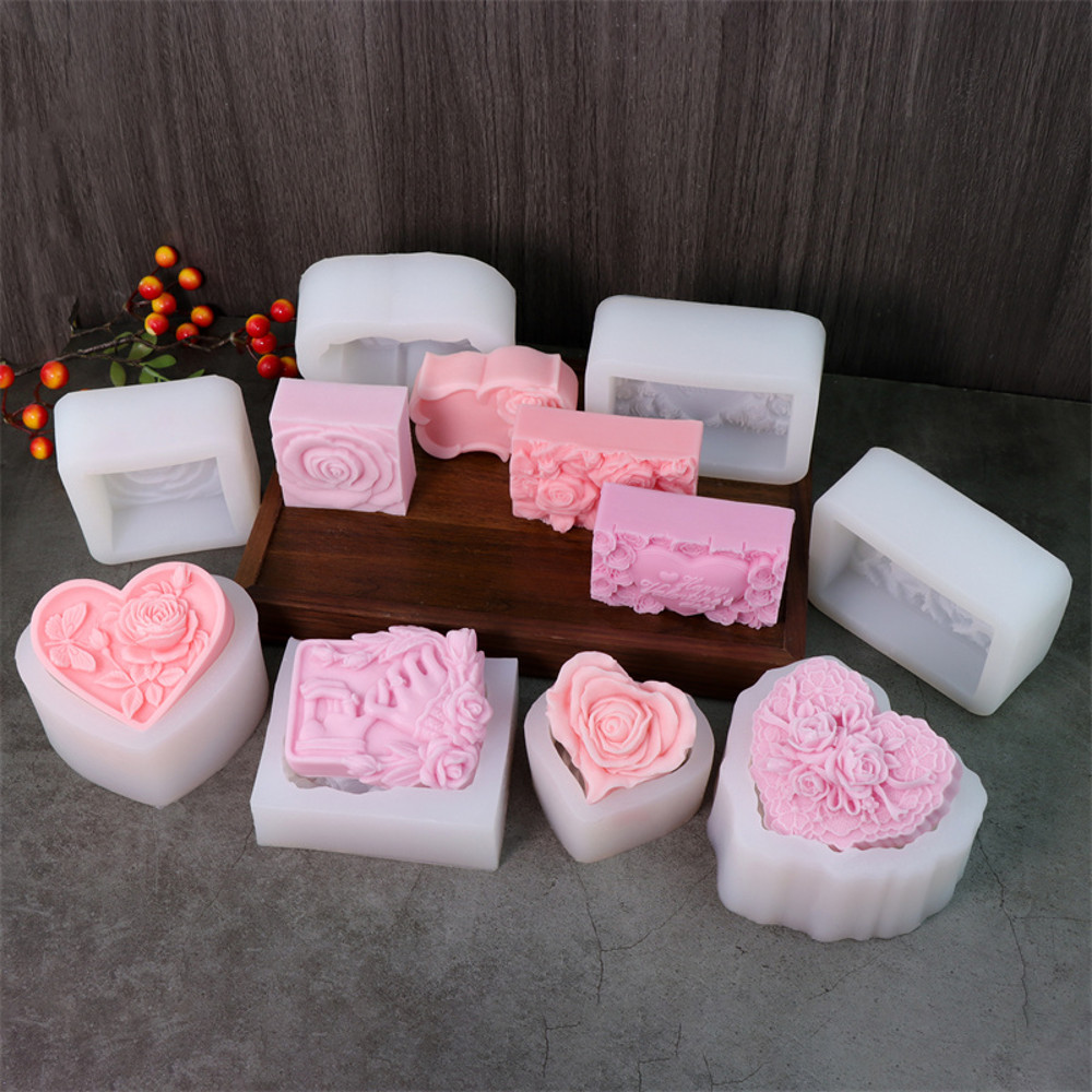 3D Love Rose Silicone Soap Molds, IHeart Rose Candle Mold, DIY Wedding Valentines Day Silicone Craft Mold