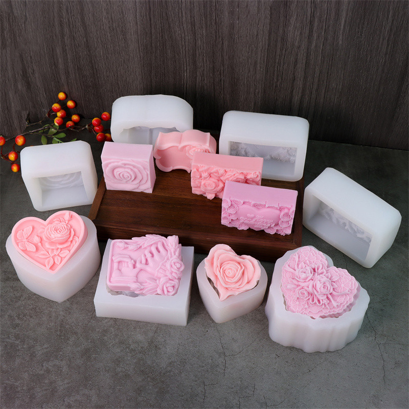 3D Love Rose Silicone Soap Molds, IHeart Rose Candle Mold, DIY Wedding Valentines Day Silicone Craft Mold