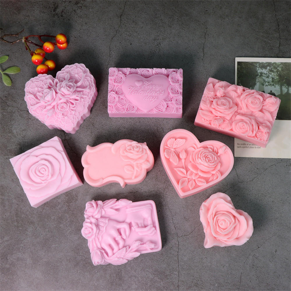3D Love Rose Silicone Soap Molds, IHeart Rose Candle Mold, DIY Wedding Valentines Day Silicone Craft Mold