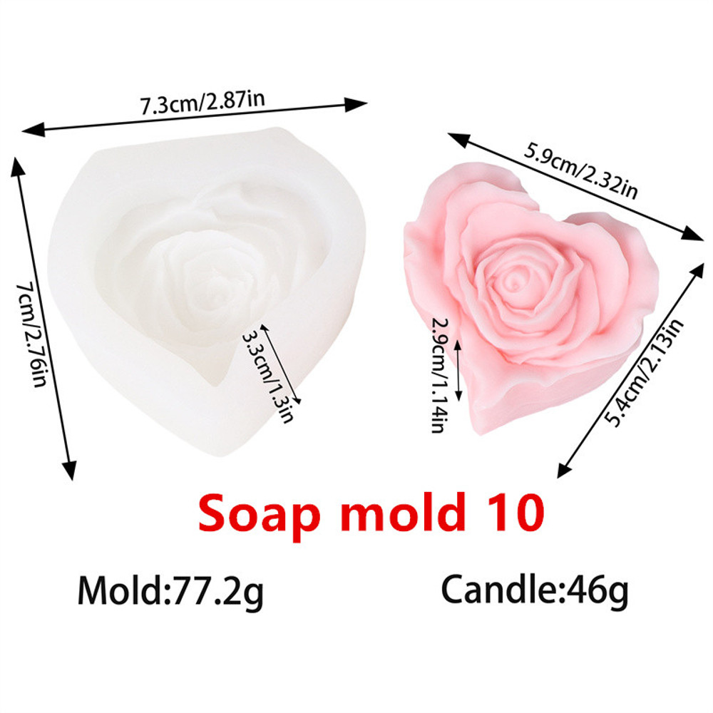 3D Love Rose Silicone Soap Molds, IHeart Rose Candle Mold, DIY Wedding Valentines Day Silicone Craft Mold