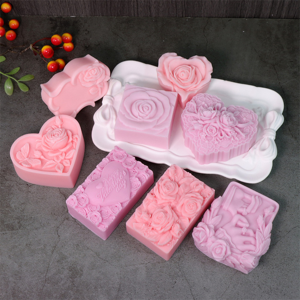 3D Love Rose Silicone Soap Molds, IHeart Rose Candle Mold, DIY Wedding Valentines Day Silicone Craft Mold