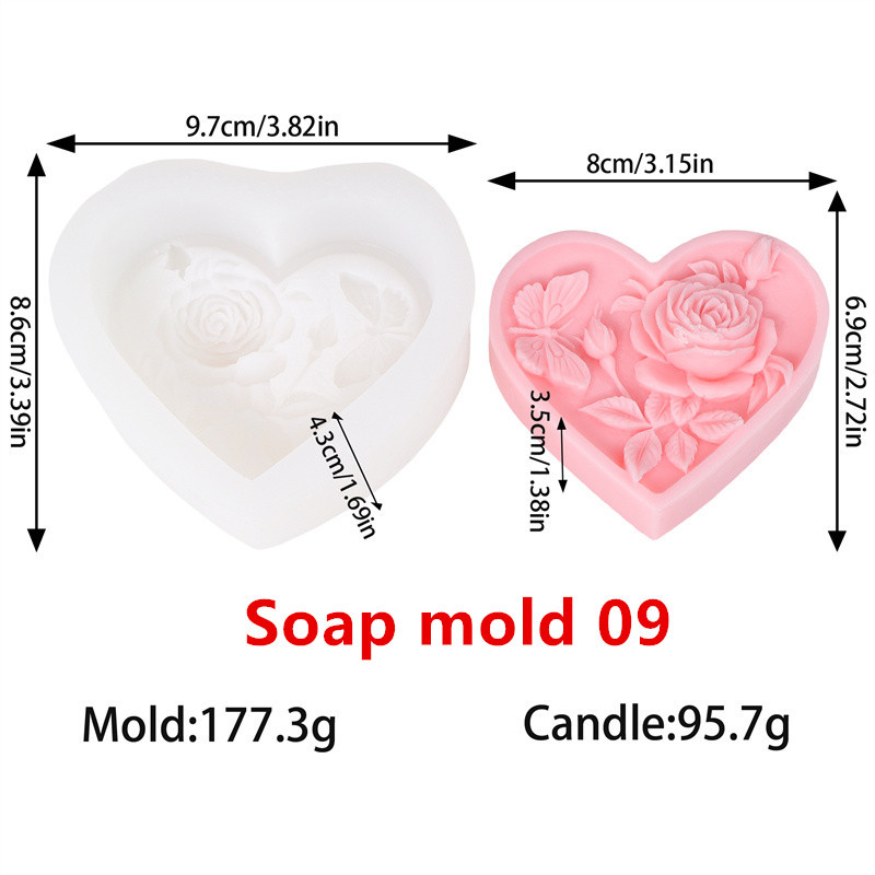 3D Love Rose Silicone Soap Molds, IHeart Rose Candle Mold, DIY Wedding Valentines Day Silicone Craft Mold
