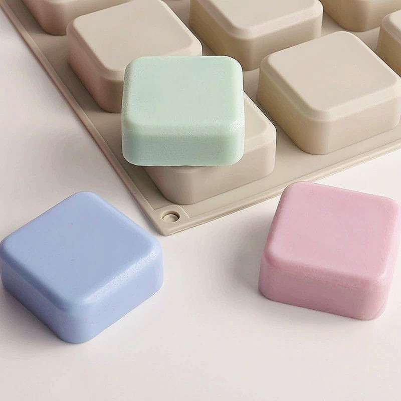 9 Cavities Round Handload, Grid Shape Home Silicone Mold, Soap Candle Making Tool Molds for Homemade Projects