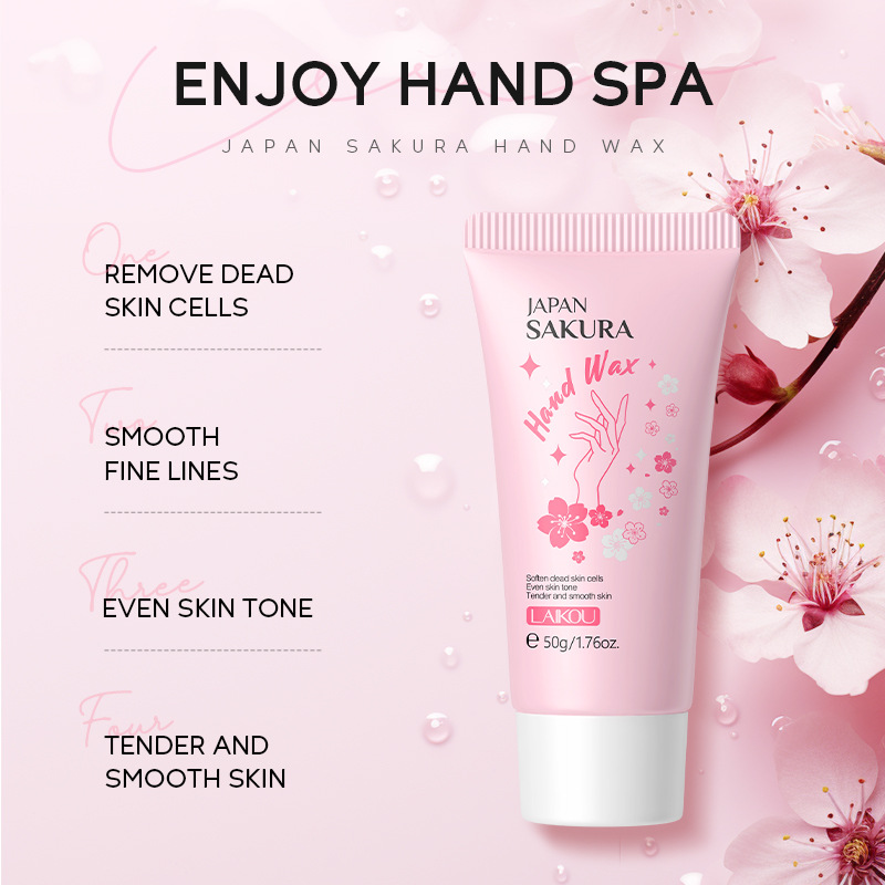 Sakura Moisturizing Hand Wax, Paraffin Hand Cream 50g, Repair Exfoliating Calluses Scrub Hand Mask Skin Care