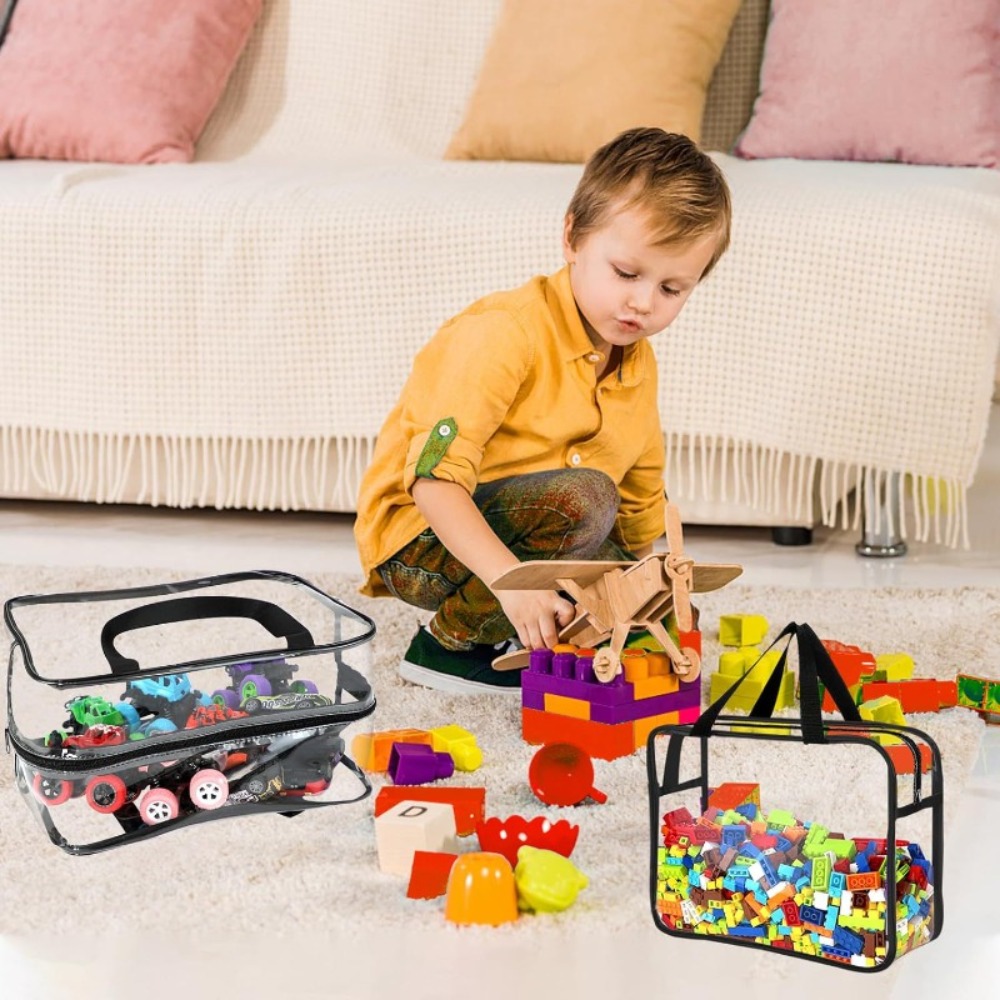 Large Clear PVC Toy Storage Bag Waterproof Reusable Organizer Building Blocks Puzzle Portable Trave 0