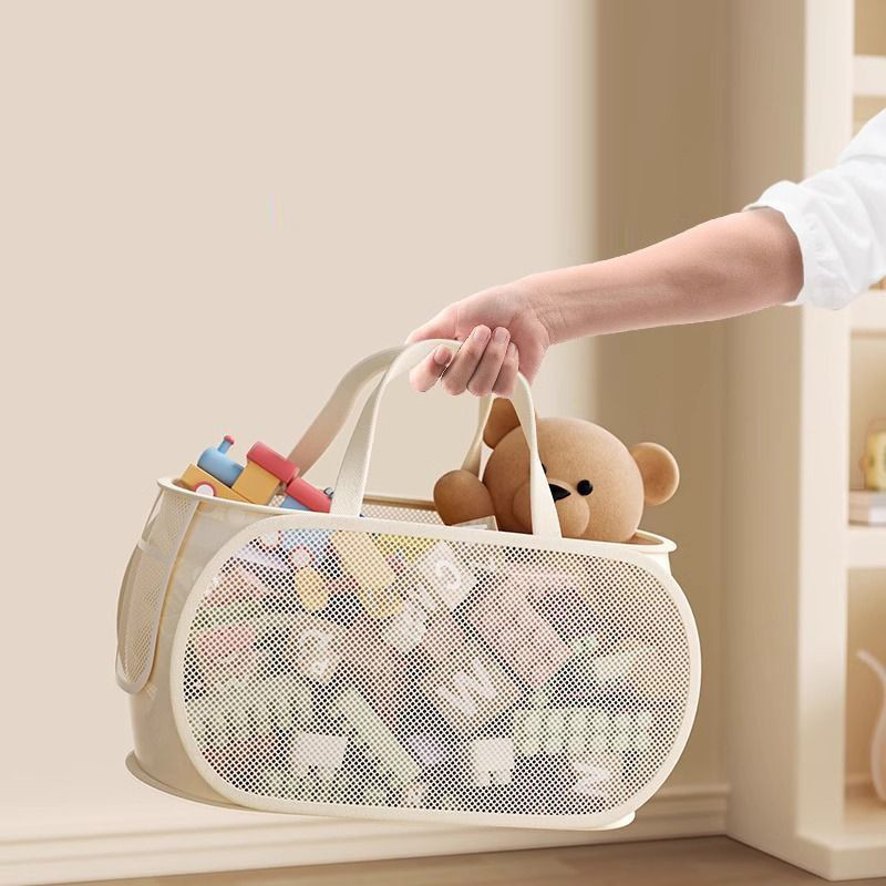 Large Capacity Children Toys Storage Basket, Laundry Basket Multifunctional, Breathable Mesh Bag for Dolls Storage
