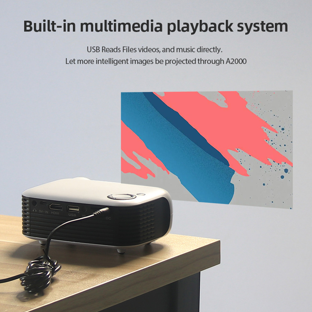 A2000 MINI Projector Portable, 1080P 4K HD Home Cinema Video Projector with Smart TV BOX 3D LED Laser Beamer for Outdoor