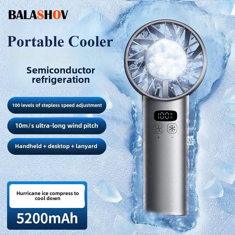 BALASHOV Ice Compress HighSpeed Cooling Fan USB Rechargeable Portable Mini Fan With LED Digital Dis 0
