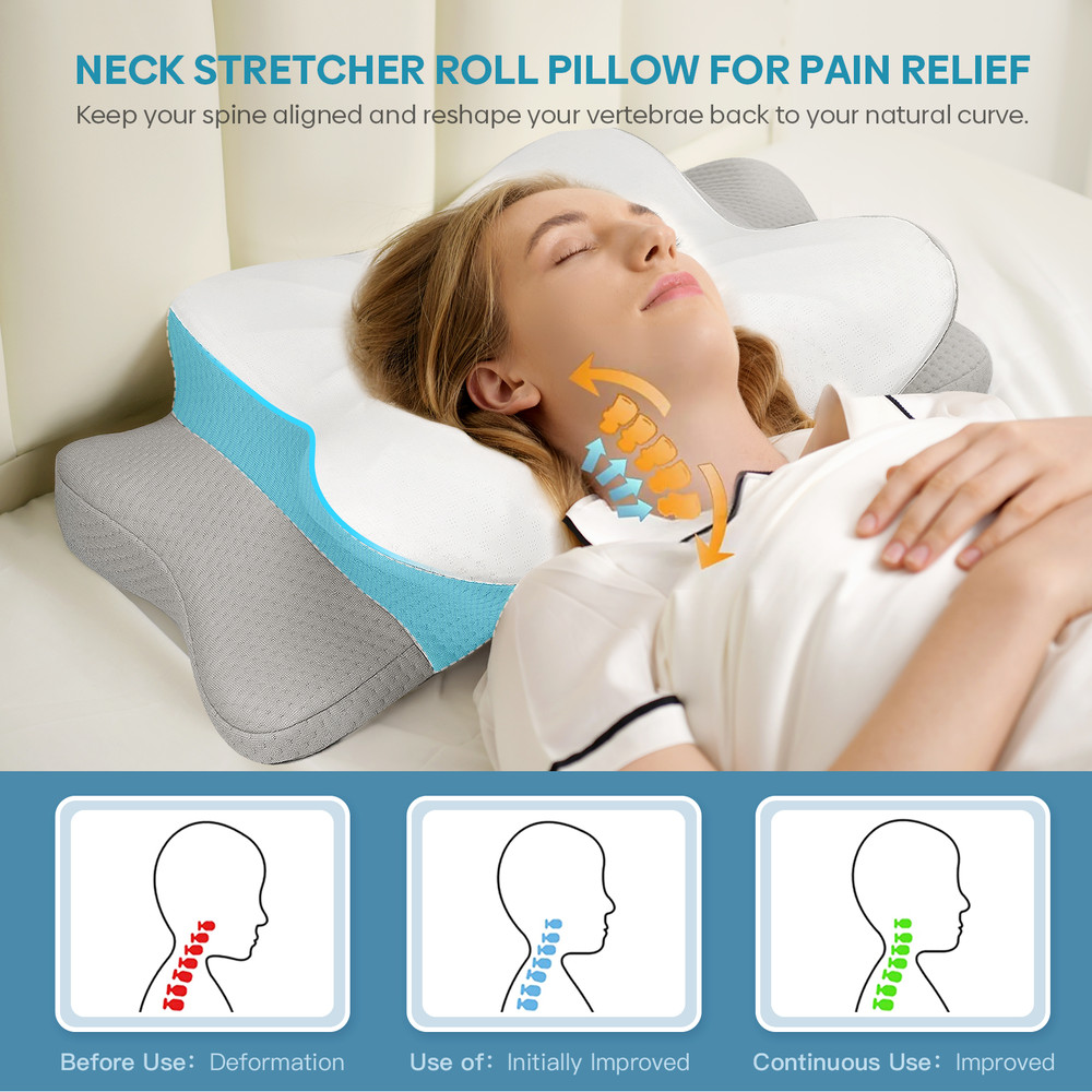 Relaxing Cervical Pillow Orthopedic Ergonomic Memory Foam For Neck Pain Relief Odorless Breathab 4