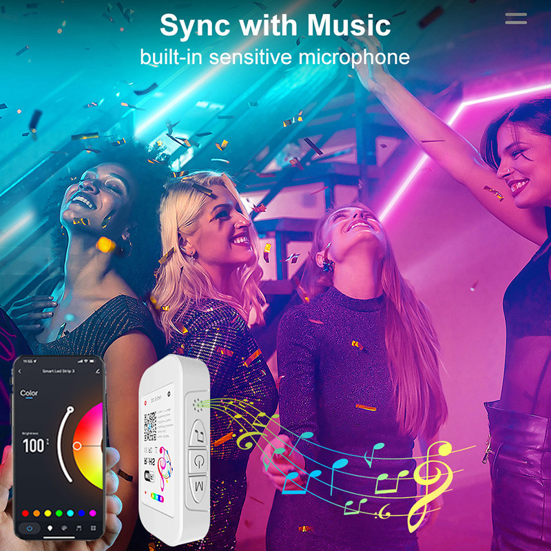 Smart WiFi & Bluetooth RGB LED Controller 12V 4 Pin, Tuya App, Music Sync, DC 5-24V for Smart Home Lighting