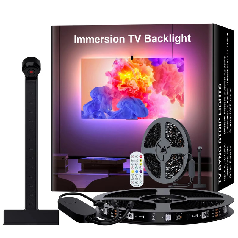 Ambilight for TV, Backlight Sync to Screen, 3.8M/5M RGBIC Smart LED with Camera 5V USB, App Control for Gaming & Movie