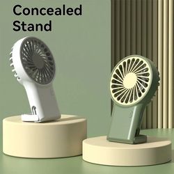 usb rechargeable mini fan, 3-in-1 foldable handheld, desktop, & hanging fan with hook for outdoor, office, and home use