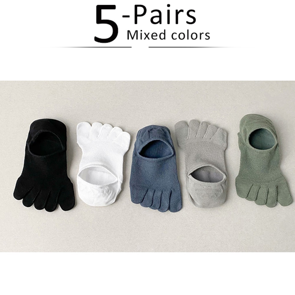 5 Pairs Invisible Toe Socks, Summer Thin Cotton Mesh, Breathable, Deodorant Cool 5 Finger Socks