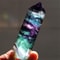 Natural Fluorite Crystal Point, 4-7CM Colorful Striped Hexagonal Wand for Healing, Energy Treatment