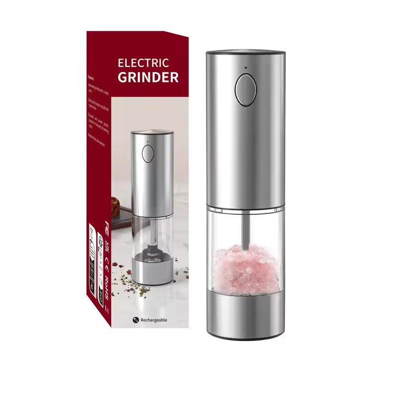 1/2pcs Automatic Pepper Grinder and Salt Grinder Set, USB Rechargeable, Adjustable Coarseness Spice Mill with LED Light