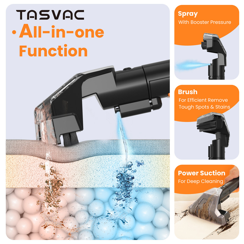 TASVAC C7 Portable Carpet, Upholstery Cleaner Machine for Pet Stains, Stairs, Couches, Area Rugs & Car Seats