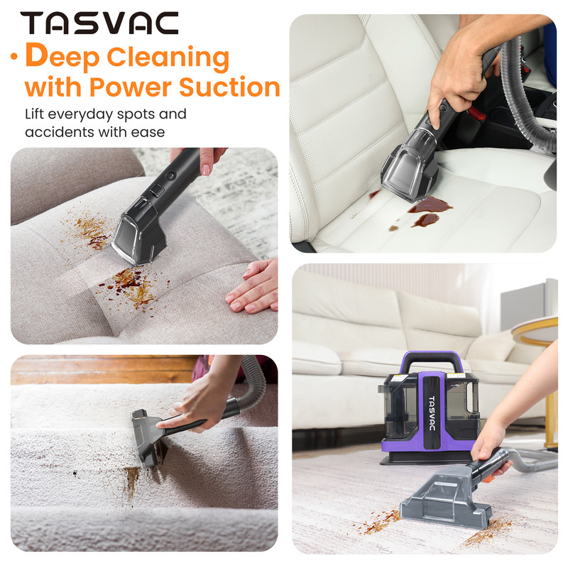 TASVAC C7 Portable Carpet, Upholstery Cleaner Machine for Pet Stains, Stairs, Couches, Area Rugs & Car Seats