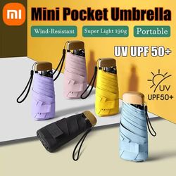 xiaomi mini capsule umbrella, ultra light small pocket rain umbrella with vinyl folding & uv protection