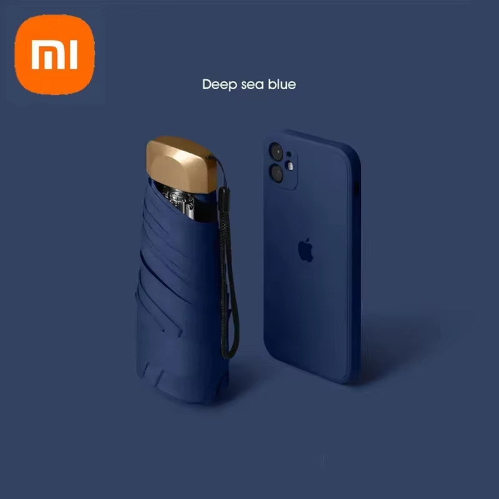Xiaomi Mini Capsule Umbrella, Ultra Light Small Pocket Rain Umbrella with Vinyl Folding & UV Protection
