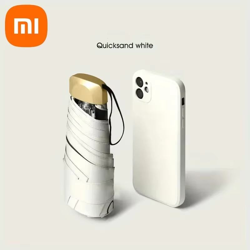 Xiaomi Mini Capsule Umbrella, Ultra Light Small Pocket Rain Umbrella with Vinyl Folding & UV Protection