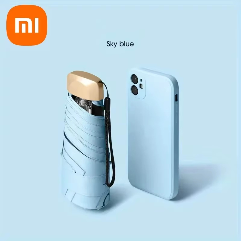 Xiaomi Mini Capsule Umbrella, Ultra Light Small Pocket Rain Umbrella with Vinyl Folding & UV Protection