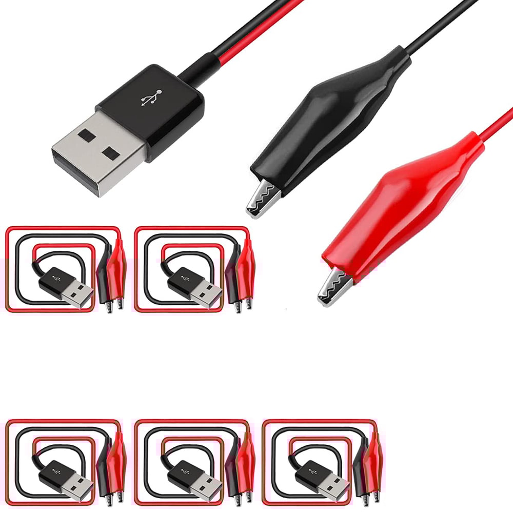 Premium Alligator Clip to USB Cable, 3.5A Copper Test Leads for Circuit & Power Supply Testing