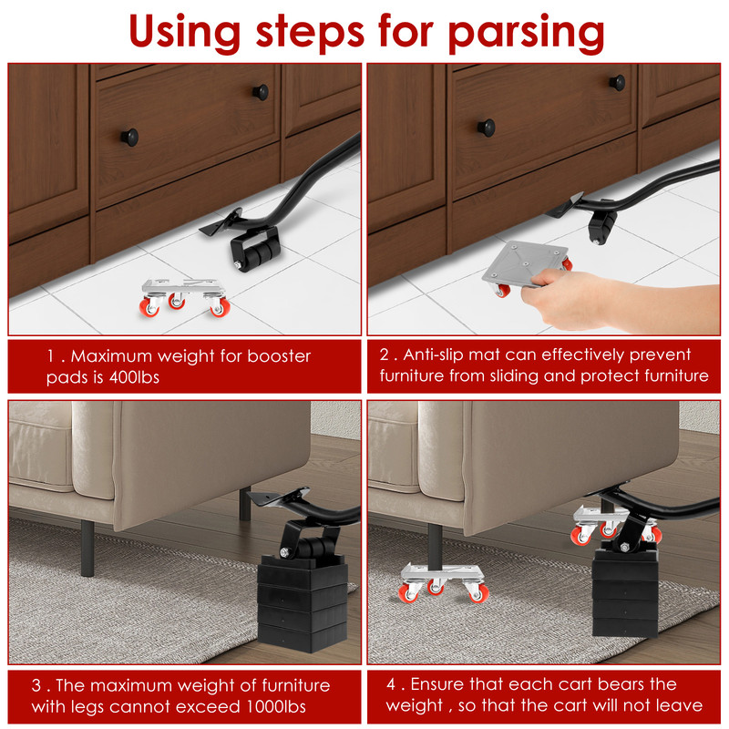 600KG Heavy Duty Furniture Lifter Mover, Labor-Saving Slider Roller Dolly for Easy Transport