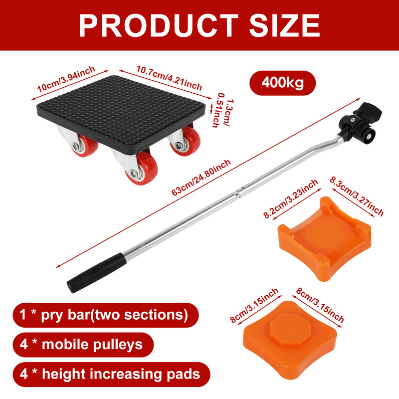 600KG Heavy Duty Furniture Lifter Mover, Labor-Saving Slider Roller Dolly for Easy Transport