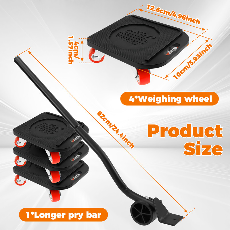 600KG Heavy Duty Furniture Lifter Mover, Labor-Saving Slider Roller Dolly for Easy Transport