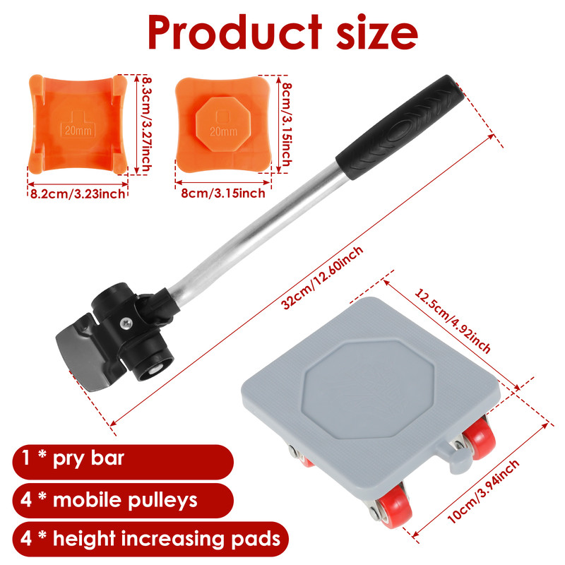 600KG Heavy Duty Furniture Lifter Mover, Labor-Saving Slider Roller Dolly for Easy Transport