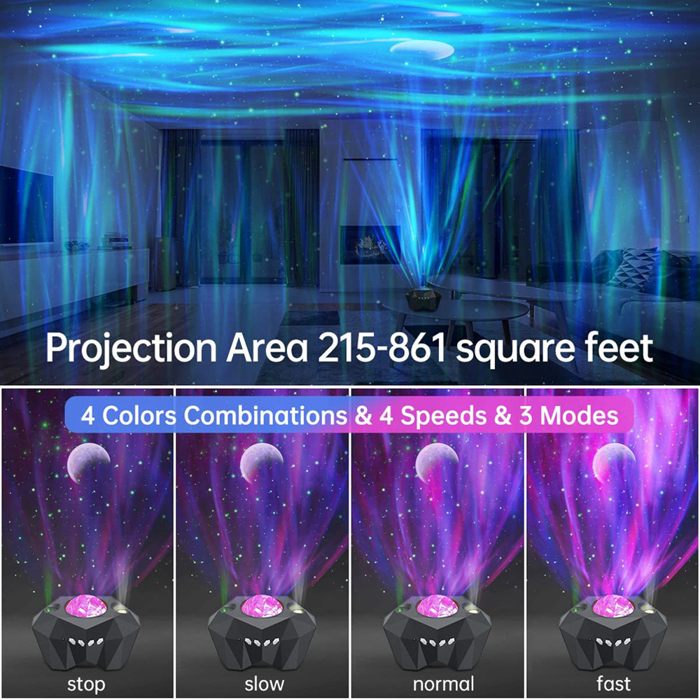 Magic Sky Galaxy Projector with Bluetooth Speaker, Northern Lights, Stars, and Moon Night Light for Kids Room Decor