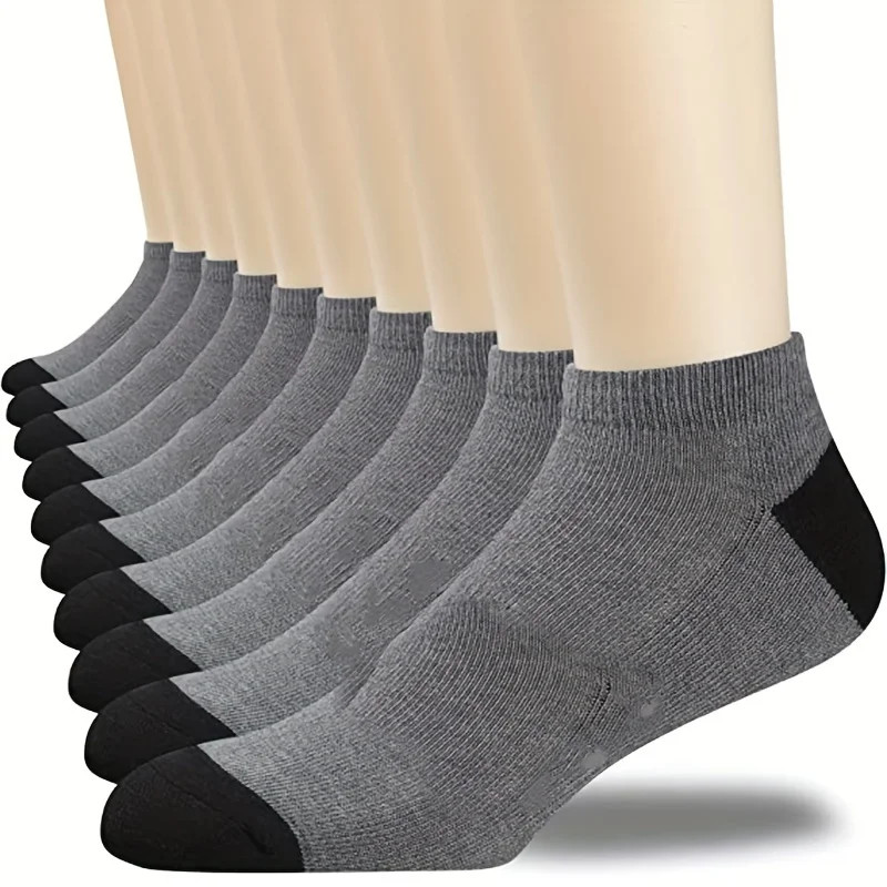 10 Pairs Mens Color Block Boat Socks Fashion Breathable Comfy Low Cut Ankle Socks For Sports Casual 4