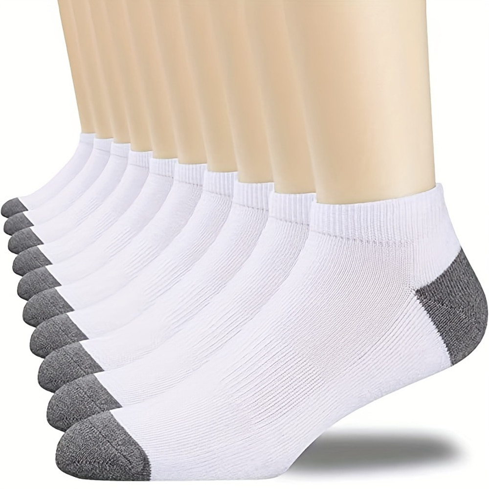 10 Pairs Mens Color Block Boat Socks Fashion Breathable Comfy Low Cut Ankle Socks For Sports Casual 7