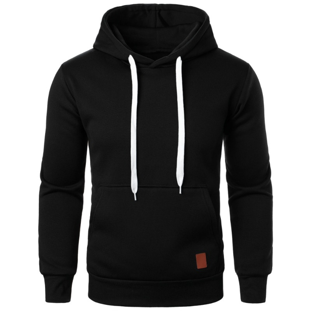 Mens Casual Hooded Pullover Lightweight Streetwear Sweatshirt With Drawstring Hood Collar 1
