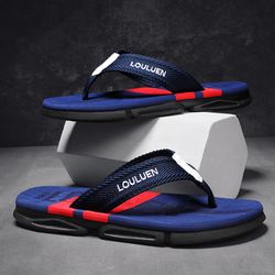 high quality fashion men flip flops, summer beach slippers with breathable antiskid sole for casual outdoor comfort
