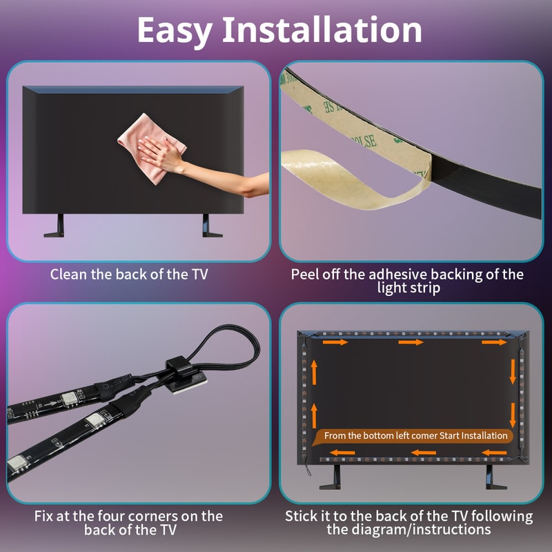 24G WIFI DreamColor Ambient TV Backlight Kit SM16703 RGBIC LED Strip With HDMI Sync Box App Control 2