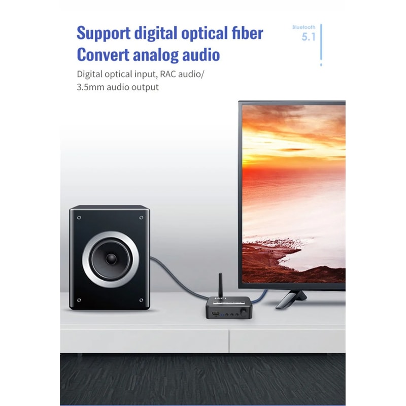 Analog Audio DAC Converter Adapter Digital SPDIF Optical Toslink To 35mm AUXRCA With Bluetooth 50 R 1