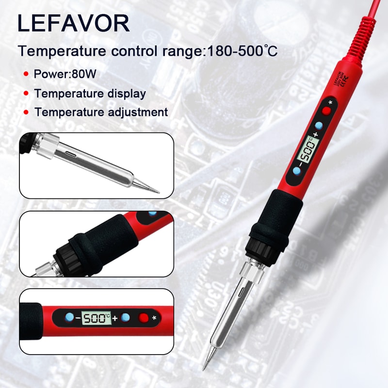 Professional 80W Soldering Iron Kit With Adjustable Temperature LCD Display Ceramic Heater Tips Twe 2