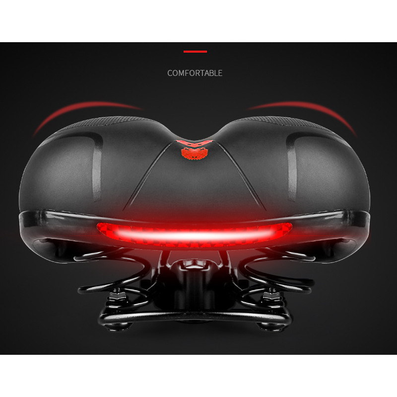 UltraComfort Wide Bike Saddle With Shock Absorbing Reflective Design Hollow Breathable Seat For Ra 3