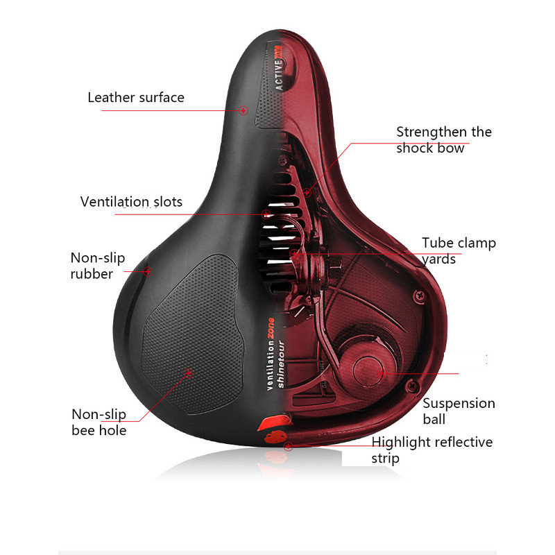 UltraComfort Wide Bike Saddle With Shock Absorbing Reflective Design Hollow Breathable Seat For Ra 4