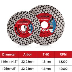professional diamond cutting disc for tile & stone, d115mm/125mm circular saw blade for ceramic, porcelain, marble grin