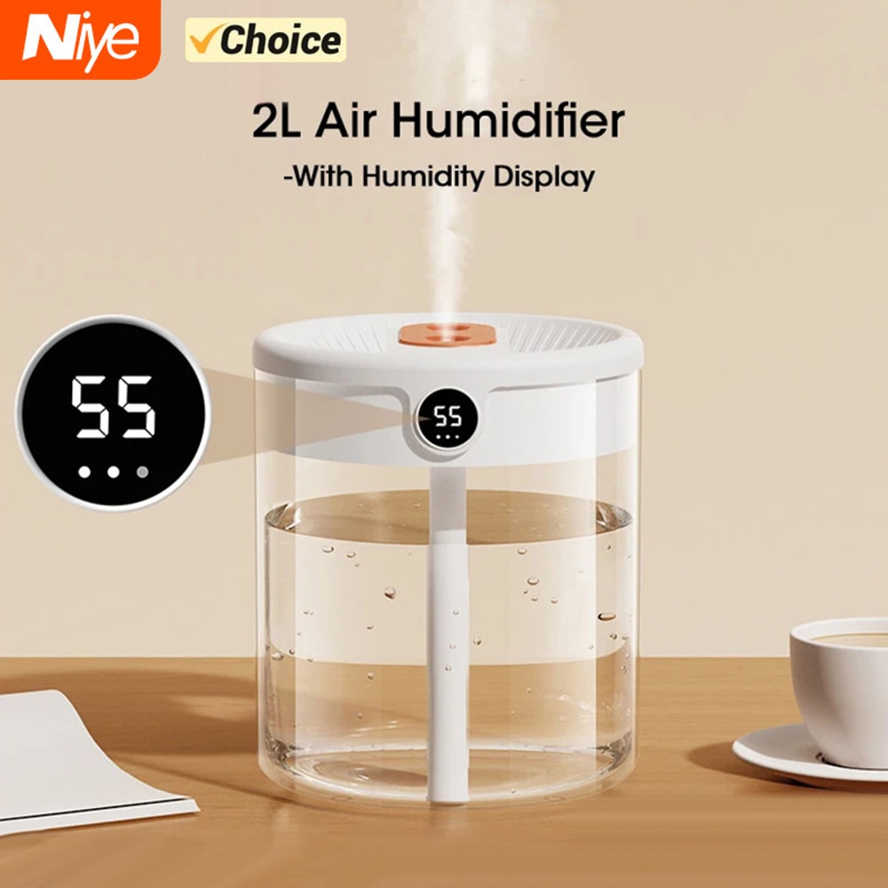 Niye Hotselling Double Nozzle Air Humidifier with LCD Display, Large Capacity Aroma Essential Oil Diffuser for Bedroom