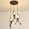 Vintage Iron Little Man LED Pendant Light, Creative Climbing Robot Hanging Lamp for Childrens Room, Dining Table, Home