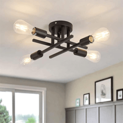 retro industrial chandelier, black, gold wrought iron led ceiling lamp with e27 socket for living room modern decor