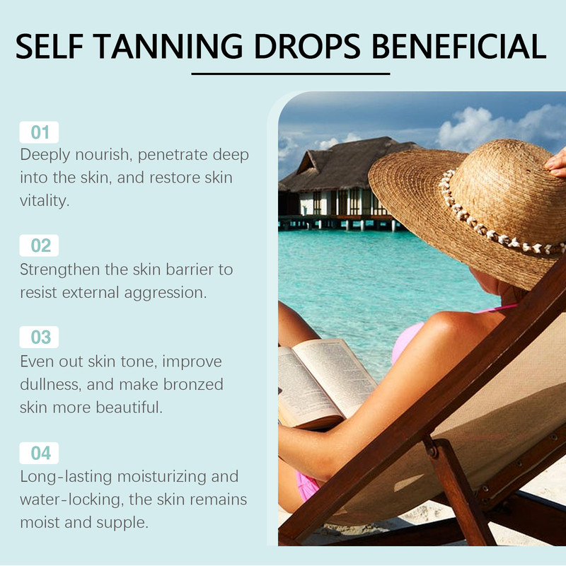 Tanning Drops Natural Glow Body Bronzer, Nourishing Brown Face Body Outdoor Tinting Serum, Protective Skin Long Lasting