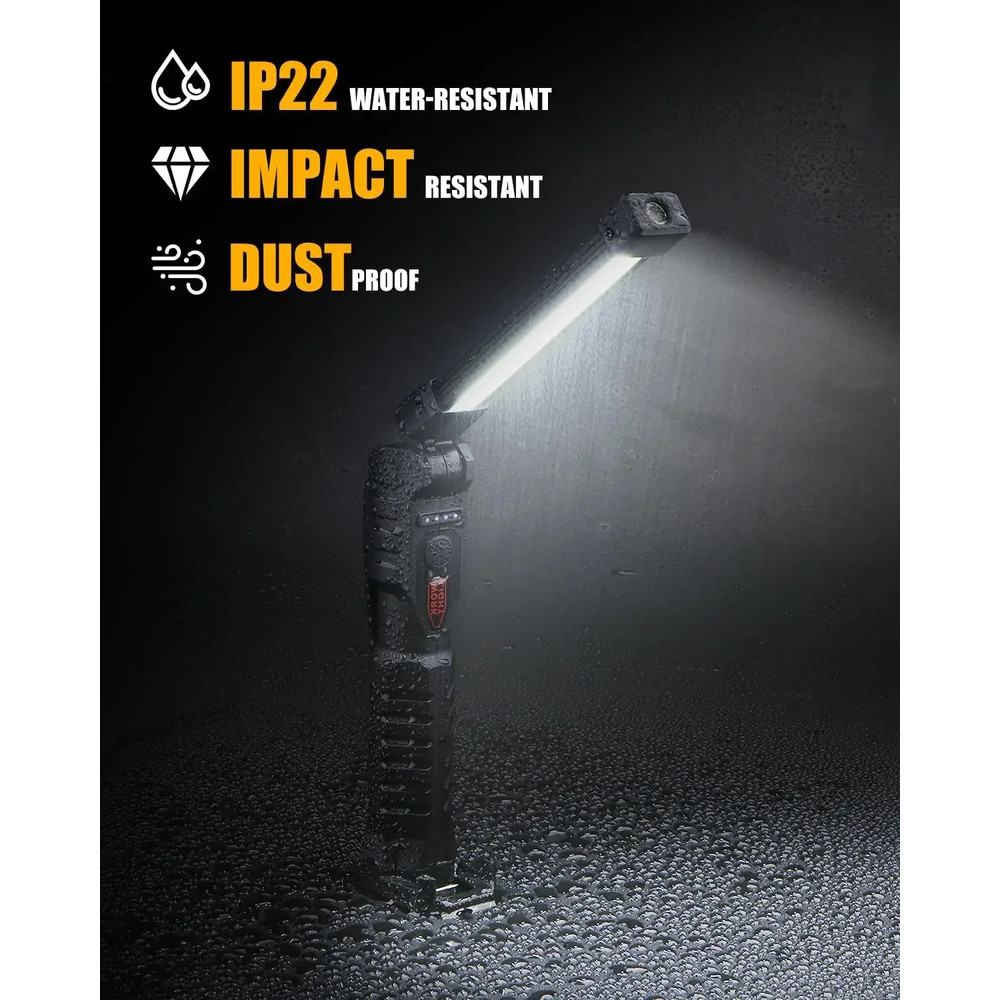 New COB Foldable Flashlight 7 Mode Magnetic USB Rechargeable LED Work Light With Hanging Hook 1200m