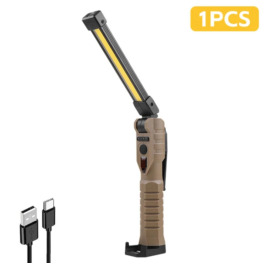 New COB Foldable Flashlight 7 Mode Magnetic USB Rechargeable LED Work Light With Hanging Hook 1200m