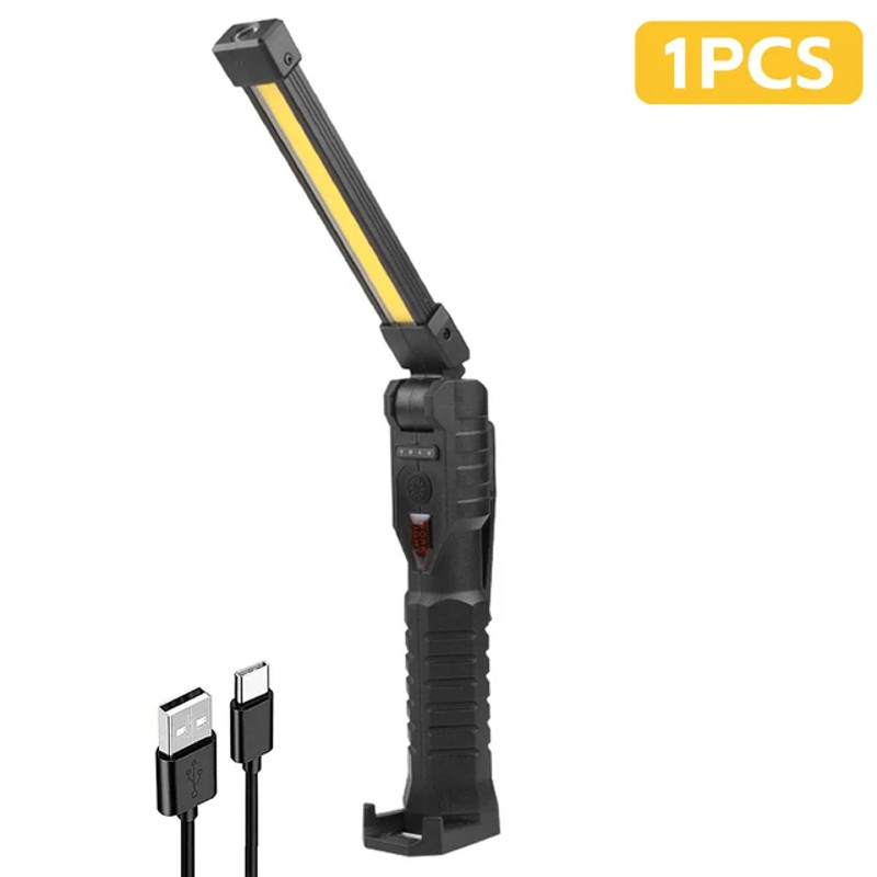 New COB Foldable Flashlight 7 Mode Magnetic USB Rechargeable LED Work Light With Hanging Hook 1200m