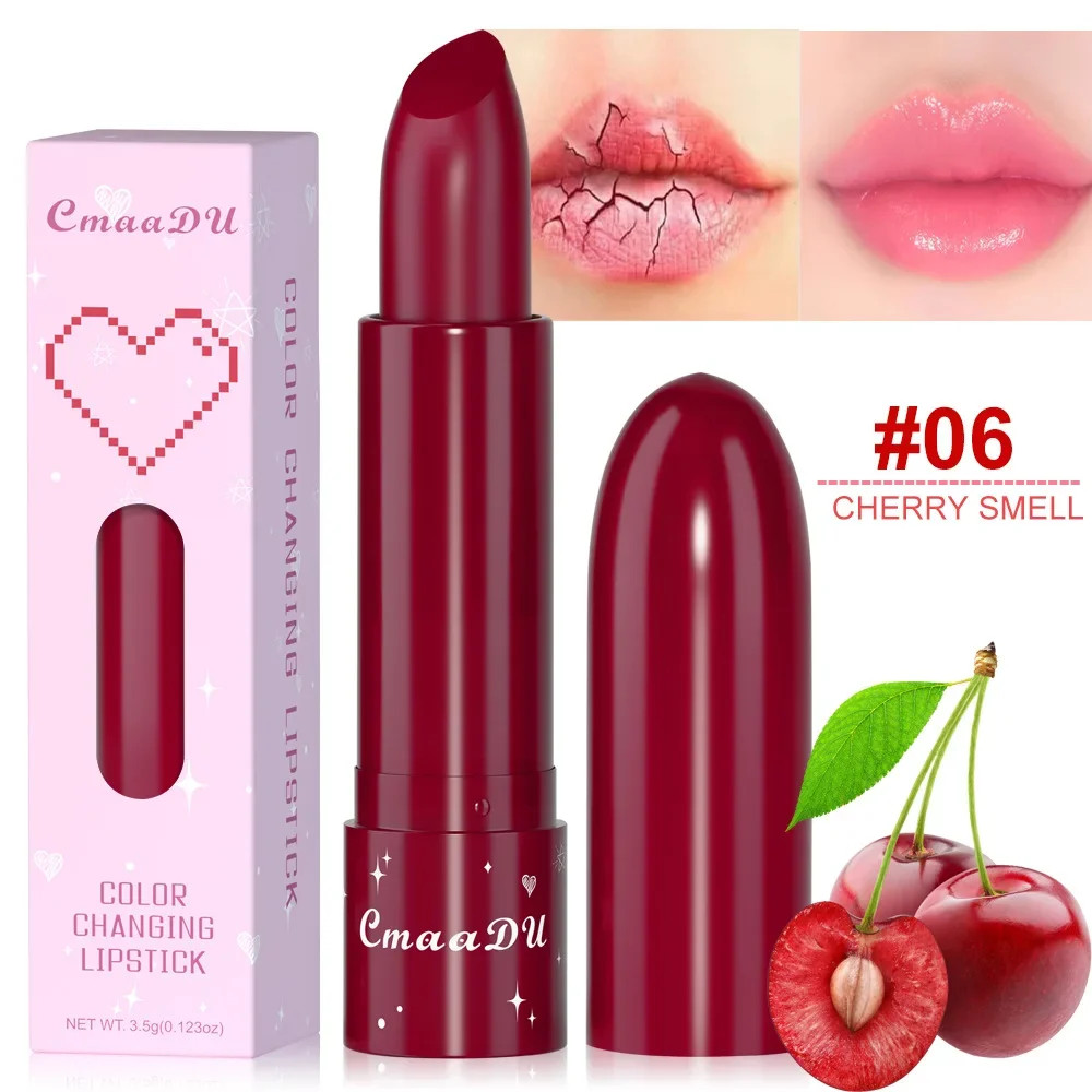 6Color Waterproof Fruit Color Tinted Shine Changing Lip Balm, Moisturizing Nourishing Glow Play Lipstick Colour Care