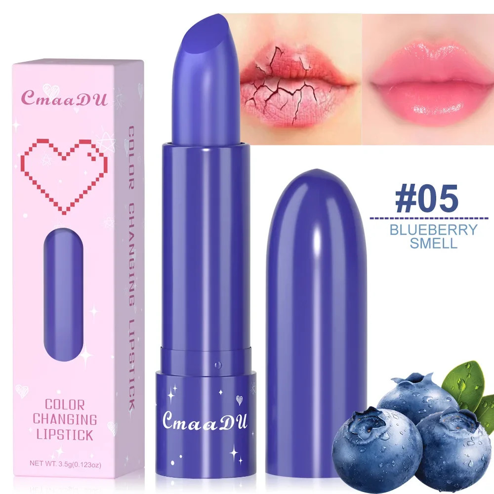 6Color Waterproof Fruit Color Tinted Shine Changing Lip Balm, Moisturizing Nourishing Glow Play Lipstick Colour Care